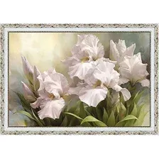 Картина Декарт Белые цветы ирисы 8Л0512 (в раме)