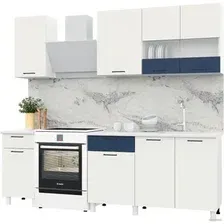 Готовая кухня Горизонт Trend 1700 (холст молоко/холст сапфир)
