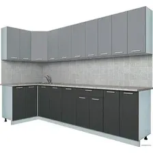 Готовая кухня Интерлиния Мила Лайт 1.2x3.0 (серебро/антрацит)