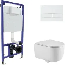 Унитаз подвесной Berges Wasserhaus Tornas Rimless + Visam Slim 525 EX-043408 (с кнопкой, с сиденьем)