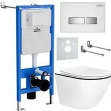 Унитаз подвесной Roxen Antares Black в комплекте с инсталляцией StounFix Dual Fresh 6 в 1 964909 (кн