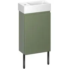 Wellsee Тумба под умывальник 3 в 1 WC Area 221805006 (тумба/матовый зеленый, раковина/глянцевый белый, ножки/матовый черный)