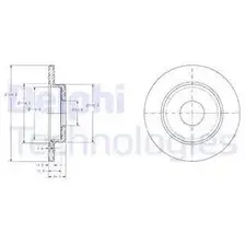 Тормозной диск DELPHI BG3673 полный , задняя ось