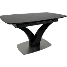 Кухонный стол Аврора Нотр Дам Moderne 1400/1800x850 (камень черный Greys Black /черный матовый)