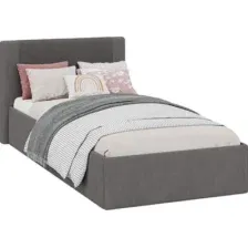 Кровать Трия Тейлор 90x190 (микровелюр Linea Grande 66/Connect 66 серо-коричневый)