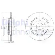 Тормозной диск DELPHI BG4247 полный , задняя ось