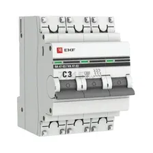 Автоматический выключатель EKF PROxima ВА47-63  3P 3А С 4.5кА (mcb4763-3-03C-pro)