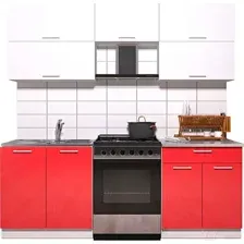 Готовая кухня Интерлиния Мила Gloss 60-21 (белый/красный глянец)