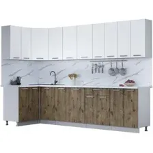 Готовая кухня Интерлиния Мила Лайт 1.2x3.0 (белый платинум/дуб веллингтон/белый гранит)