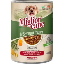 Консервированный корм для собак Miglior Cane Le Specialita Italiane Кусочки в соусе гов., карт., морковь 405 г