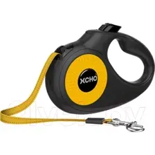 Поводок-рулетка XCHO Лента оранжевая 5м (S, черный/оранжевый светоотражающий)