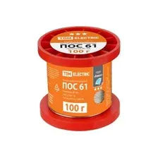 Припой ПОС 61, проволока, ГОСТ 21931-76, Ø1 мм, 100 г, катушка, инд. упак., "Алмаз" TDM