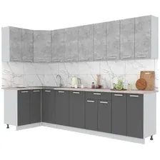 Готовая кухня Интерлиния Мила Лайт 1.2x3.0 (бетон-антрацит-травертин)