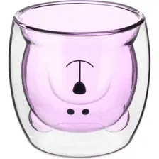 Стакан стеклянный с двойными стенками, 250 мл, розовый, серия Bear, PERFECTO LINEA