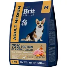 Корм Брит Премиум Dog Adult Medium (Курица) для собак 3 кг