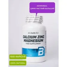 Витамины, минералы BioTech USA Calcium Zinc Magnesium (100 капсул)