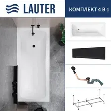 Ванна Lauter Bianca 150 21207150 (с каркасом, лицевым экраном черного цвета и сифоном 21Y11021 матовый черный)