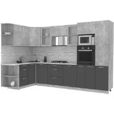 Готовая кухня Интерлиния Мила 1.68x3.2 левая (бетон-кастилло темный)