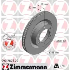 Тормозной диск ZIMMERMANN 590.2827.20 вентилируемый , передняя ось