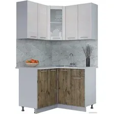 Готовая кухня Интерлиния Мила 12x12 (вудлайн кремовый/дуб веллингтон/серый каспий)