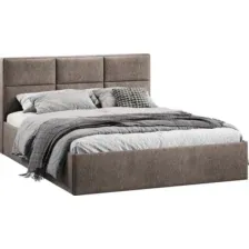 Полуторная кровать ТриЯ Стелла c ПМ 140x200 Тип 1 и заглушиной  (микровелюр Wellmart Latte)