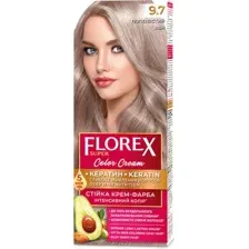 Крем-краска для волос Florex Super Кератин тон 9.7 пепельный