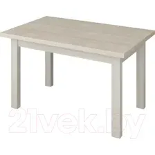 Обеденный стол Senira Кастусь 120-160x75 (дуб выбеленный/белый)