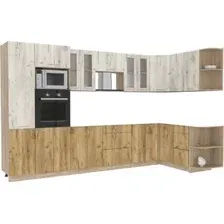 Готовая кухня Интерлиния Мила 1.68x3.4 правая без столешницы (дуб белый/дуб золотой)