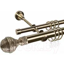 Карниз для штор АС ФОРОС Grace D25Г/16Г + наконечники Верди (3м, антик)