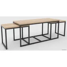 Журнальный столик Hype Mebel Трио 40x100-200 (черный/дуб галифакс натуральный)