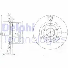 Тормозной диск DELPHI BG3829 вентилируемый , передняя ось