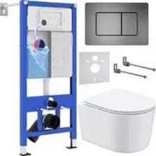 Унитаз подвесной Roxen Simple Compact в комплекте с инсталляцией StounFix Dual Fresh 6 в 1 954681 (к