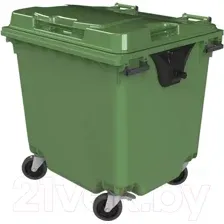 Контейнер для мусора Эдванс 1100л, с крышкой (пластик, зеленый)