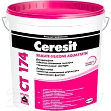 Штукатурка готовая декоративная Ceresit CT 174 Фактура "камешковая" 2мм (25кг, силикатно-силиконовая)