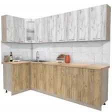 Готовая кухня Интерлиния Мила 12x28 (дуб белый-дуб золотой-дуб бунратти)