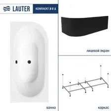 Ванна Lauter Bliss 160 L 21201061L (с каркасом и лицевым экраном черного цвета)