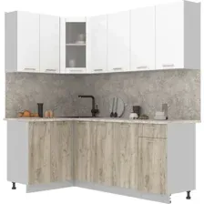 Готовая кухня Интерлиния Мила 12x21 (белый платинум/дуб серый/малага)