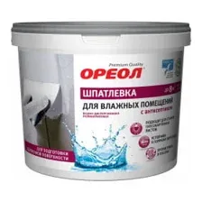 Шпатлевка для влажных помещений ОРЕОЛ с антисептиком водно-дисперсионная полиакриловая 4 кг