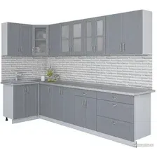 Готовая кухня Интерлиния Мила Крафт 1.2x3.2 (дуб серый/дуб серый/травертин серый)