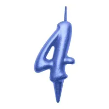 Свеча для торта Мультидом Овал Цифра 4 / МС5-44 (синий)