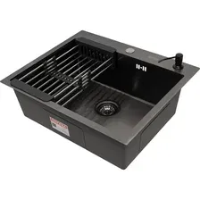 Кухонная мойка ARFEKA Eco AR 60x50  Japeto  CL AR  DS AR (Black, с дозатором и коландером)