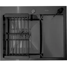 Мойка кухонная Astir Decor PVD Black C58x48BL (с сифоном, дозатором и коландером)