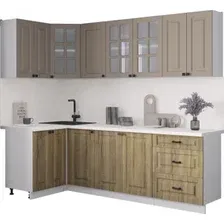 Готовая кухня Интерлиния Мила Деко 1.2x2.4 (дуб вотан/луна/опал светлый)
