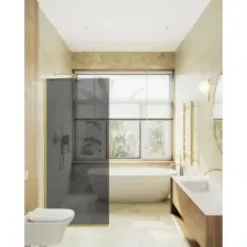 Душевая стенка MaybahGlass 69x195 / MGD-705-3у (графитовое стекло/золотой)