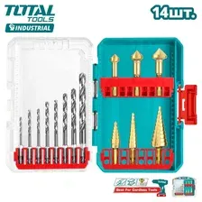 Набор сверл по металлу HSS и конических, ступенчатых сверл 14шт, TOTAL TACSDL61401