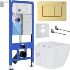 Унитаз подвесной Roxen Cube bidet в комплекте с инсталляцией StounFix Dual Fresh 6 в 1 968472 (кнопк