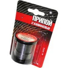 Припой ПОС 61 трубка, катушка ф2мм, с канифолью (100г) в блистере