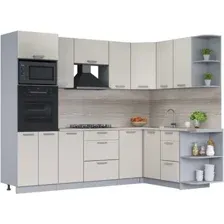 Готовая кухня Интерлиния Мила Лайт 1.68x2.6 правая (персидский жемчуг/персидский жемчуг/травертин серый)