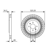 Тормозной диск BOSCH 0 986 479 A90 вентилируемый , передняя ось
