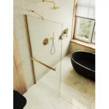 Душевая стенка MaybahGlass 69x195 / MGD-725-3ш (сатин стекло/золотой)